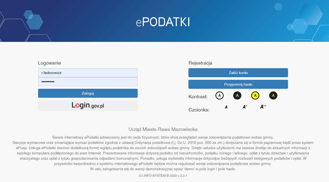 Logowanie do e-podatków